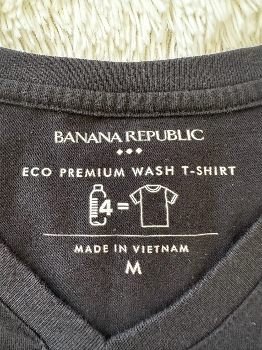 BANANA REPUBLIC Black V Neck T-Shirt Eco Premium Wash Cotton Blend Men’s Medium